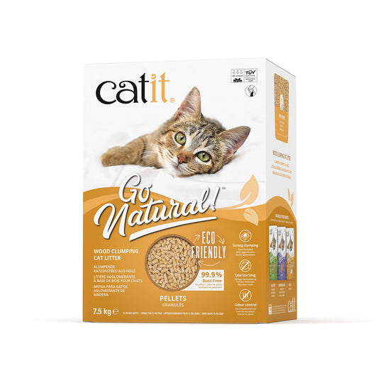 Catit Go Natural Wood Clumping Cat Litter Pellets 7.5kg
