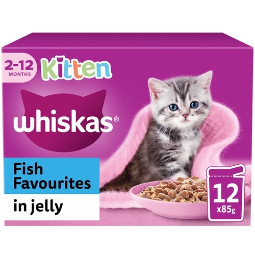 Whiskas Kitten Fish Favourites Wet Cat Food Pouches in Jelly - 12 Pack