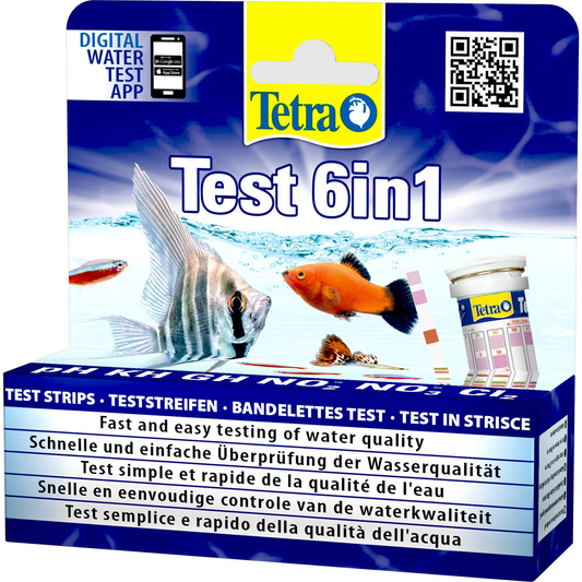 Tetra Test 6in1 - Aquarium Test Kit 25 Strips PH, KH, GH, N02, NO3, CL2