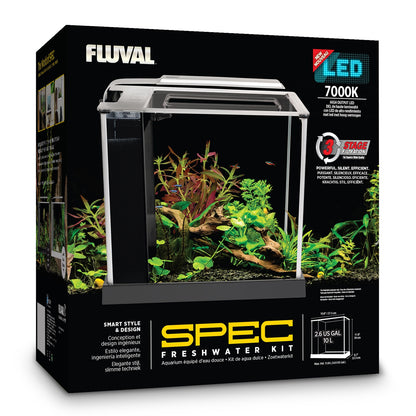 Fluval Spec 10 L - White Desktop Glass Aquarium LED High Output Light
