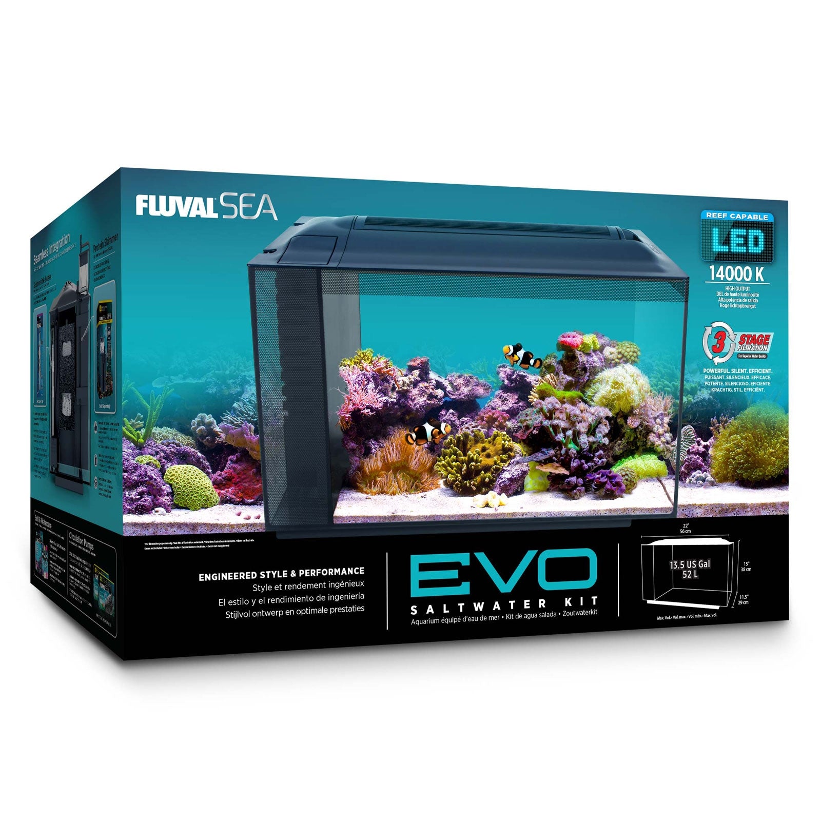 Fluval Evo Marine Aquarium Kit with Reef LED Lights - 52 ltr