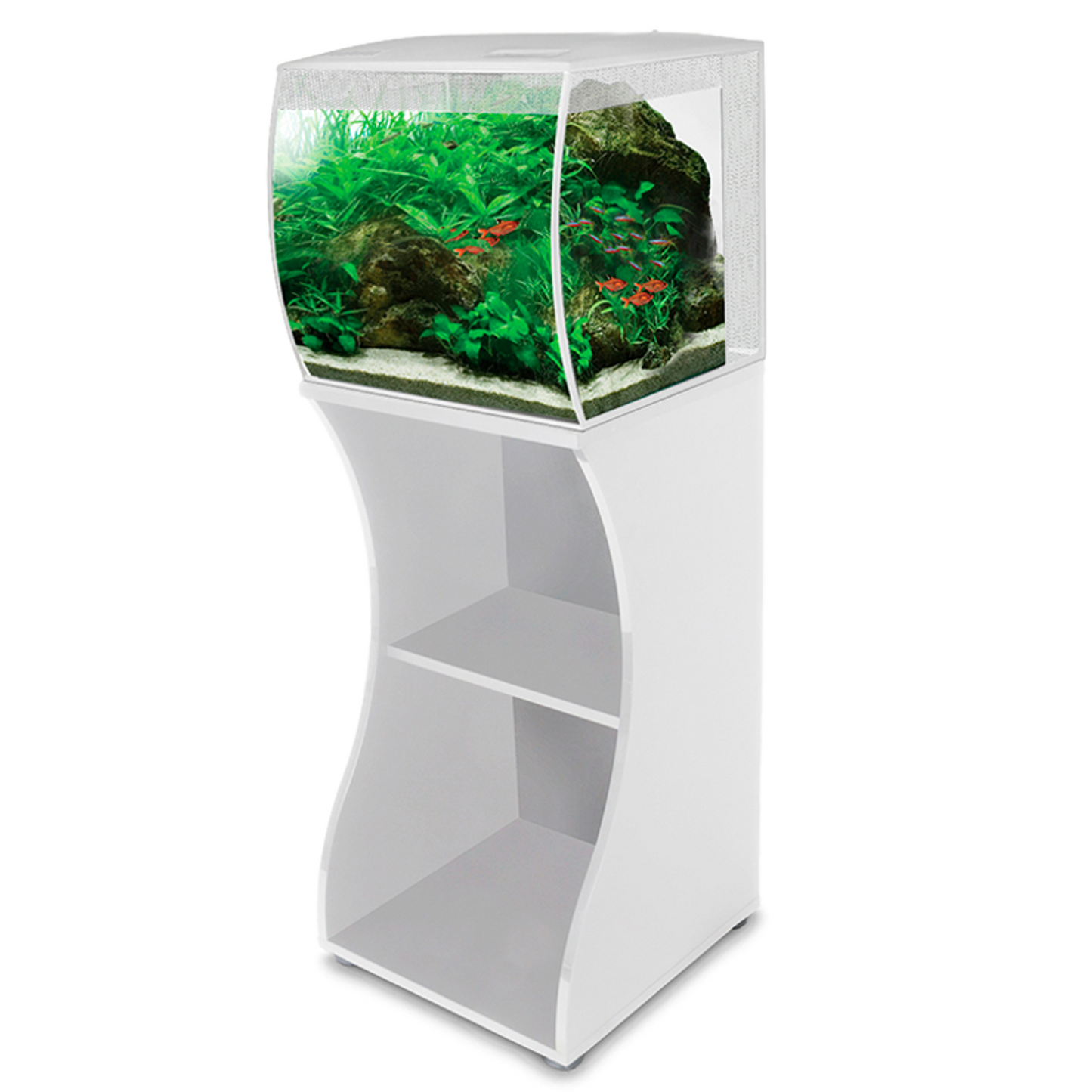 Fluval Flex LED Nano 57L with Stand - White Aquarium Tank with Integral Filter and Remote Control