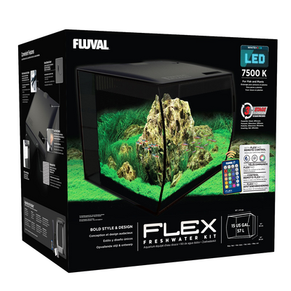 Fluval Flex LED Nano 57L with Stand - Black Aquarium Tank with Integral Filter and Remote Control