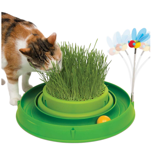 Catit Circuit Ball Toy with Grass Planter 3 in 1