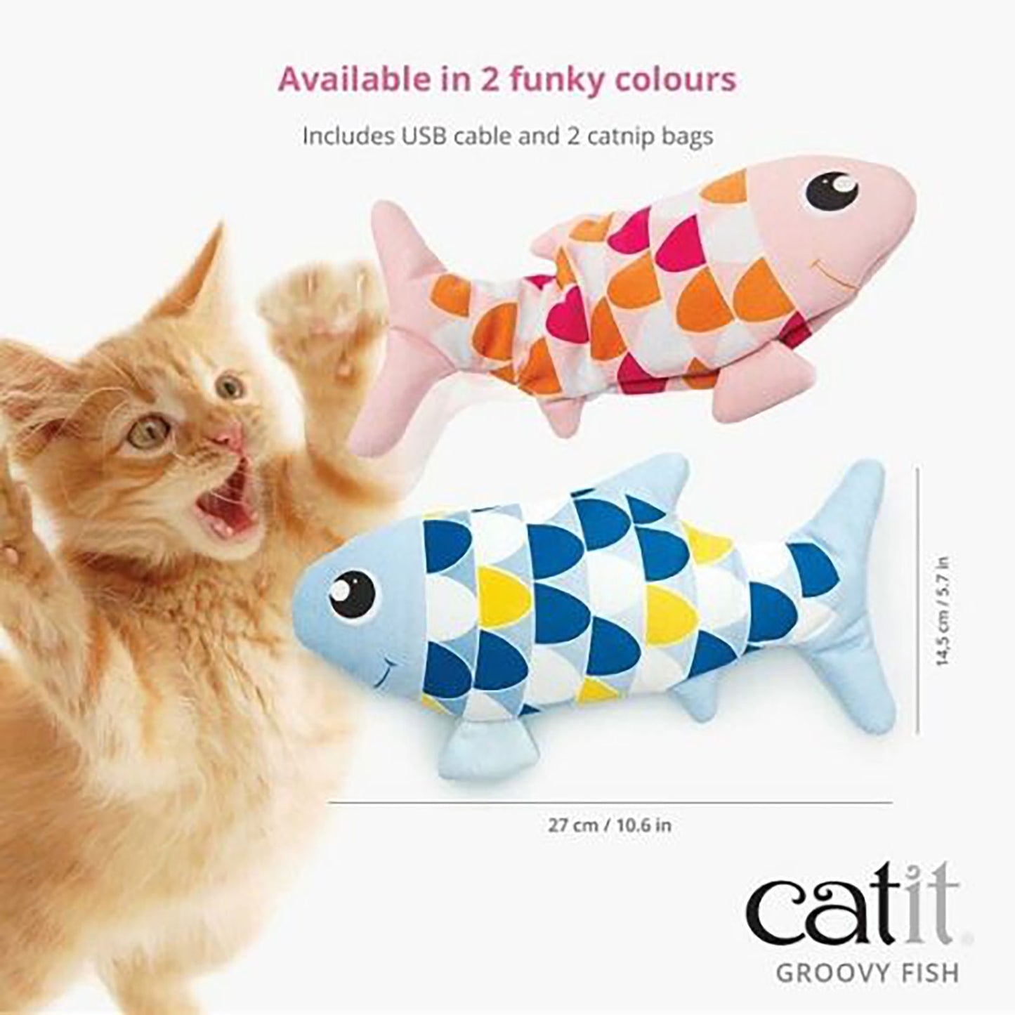 Catit Groovy Fish Cat Motion-activated dancing fish Toy in Pink