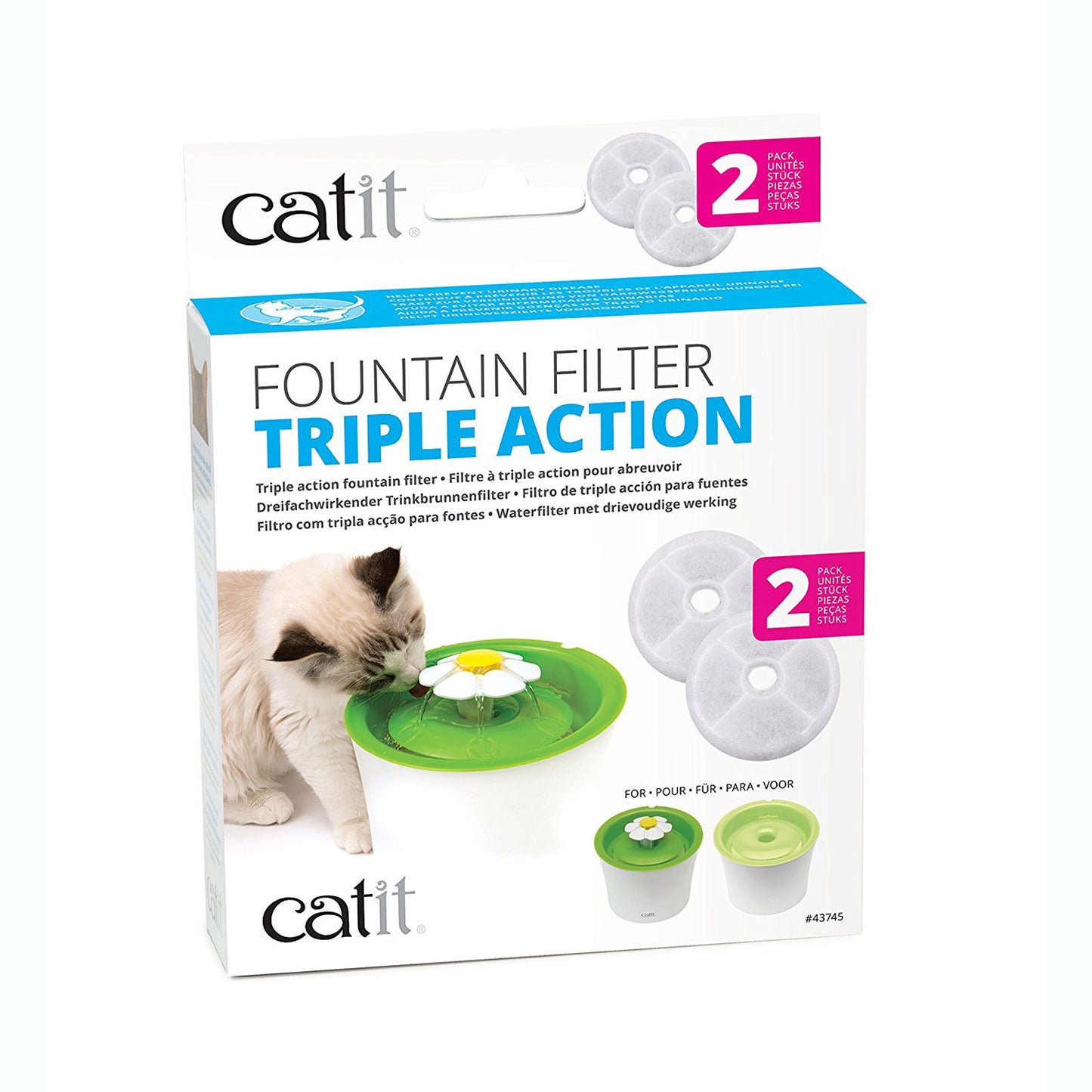 Catit Senses Water Fountain Triple Action Filters, Pack of 2