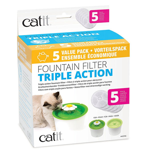 Catit Senses Water Fountain Triple Action Filters, Pack of 5