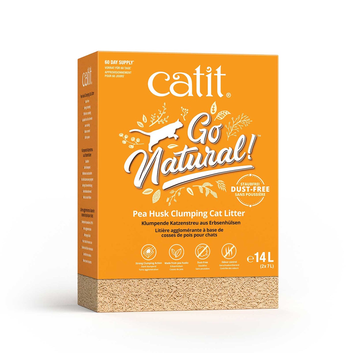 Catit Go Natural Pea Husk Clumping Cat Litter - Vanilla-Scented 14L