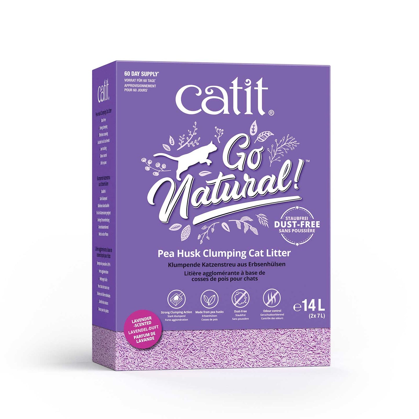 Catit Go Natural Pea Husk Clumping Cat Litter - Lavender -Scented 14L