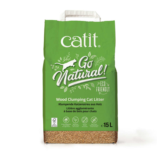 Catit Go Natural Wood Clumping Cat Litter  - 15L