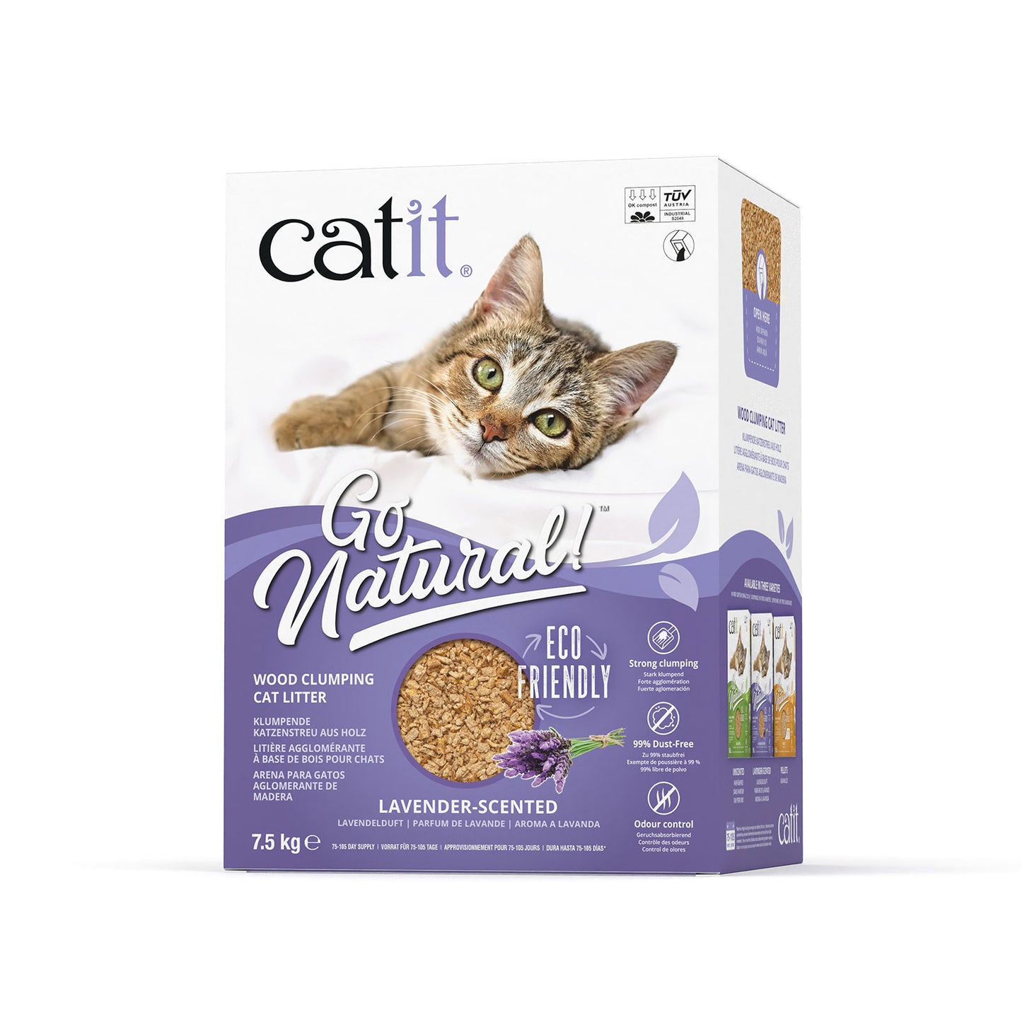 Catit Go Natural Wood Clumping Cat Litter Regular 7.5kg - Lavender Scented