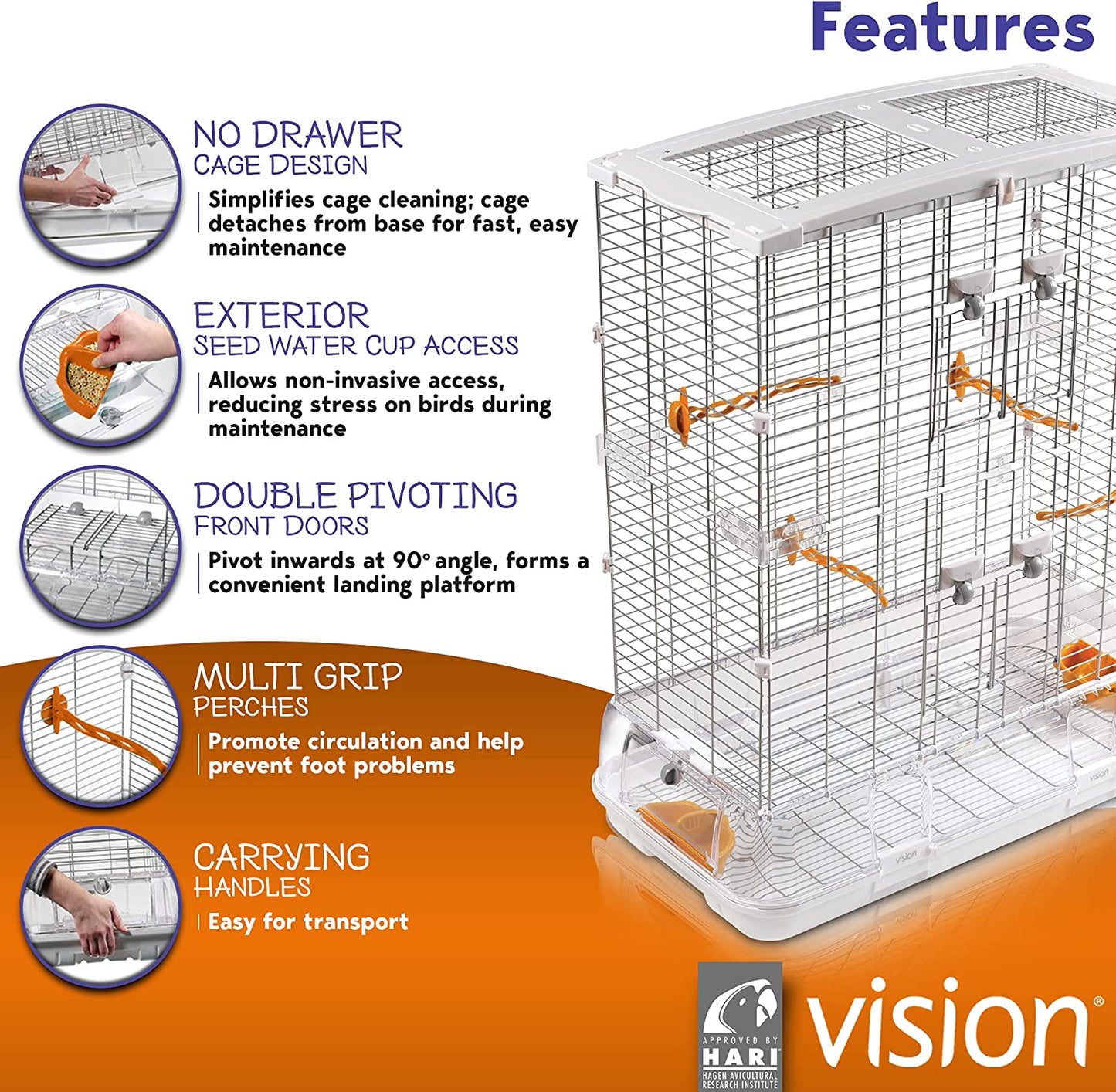 Vision Bird Cage L12 Large Tall (30.7 x 36.6 x 16.5 inches)