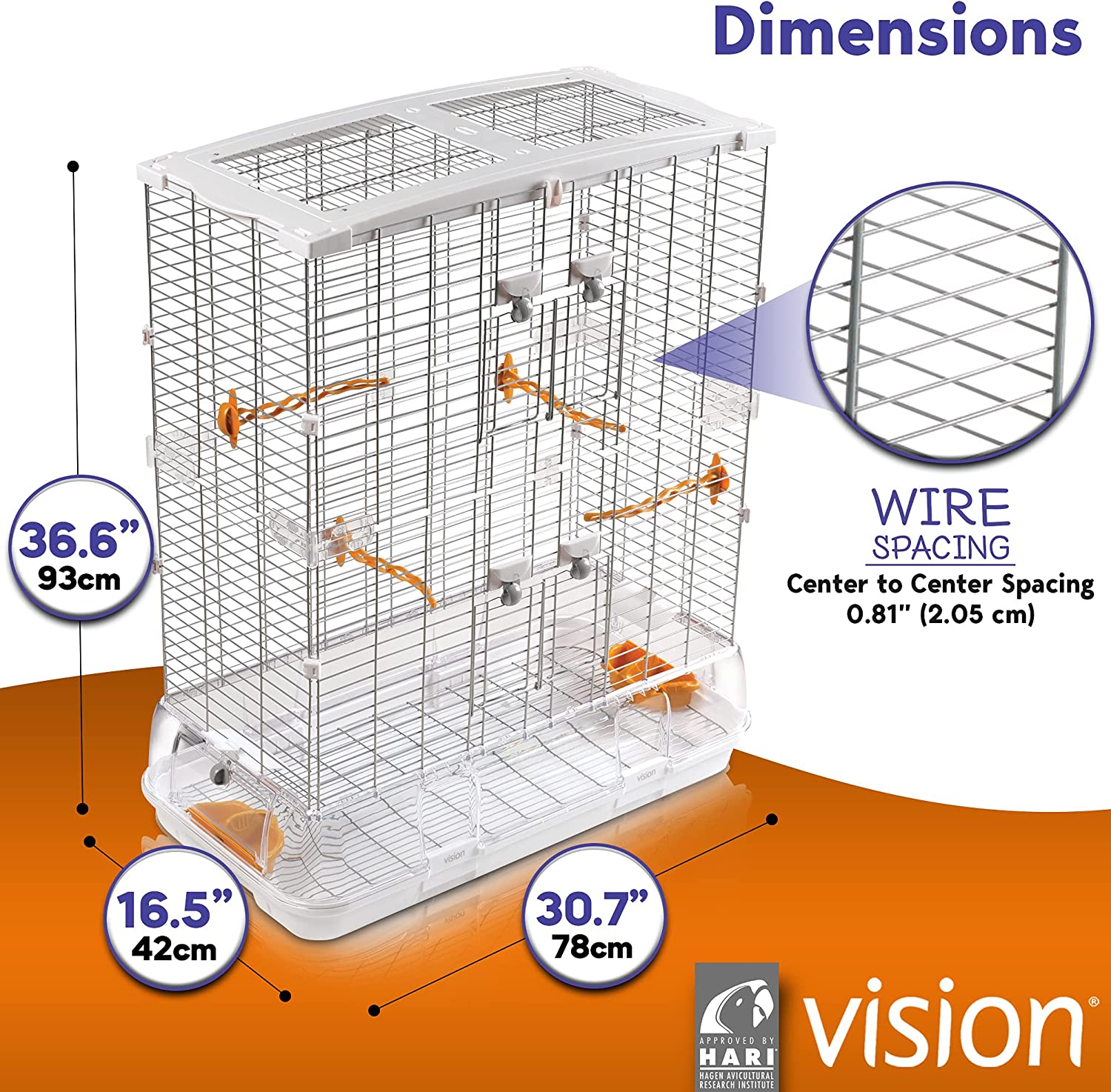 Vision bird cage store large