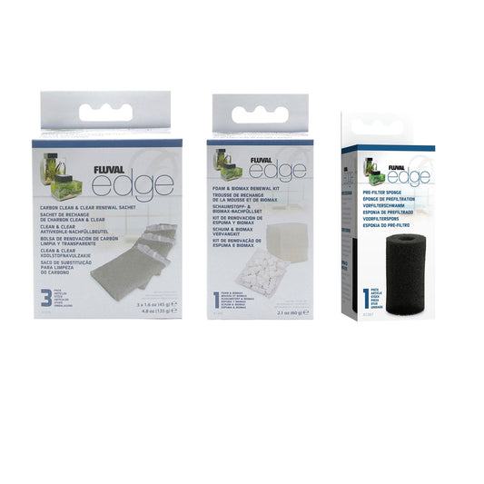 Fluval Edge Carbon Clean & Clear, Foam Biomax & Pre Filter Sponge