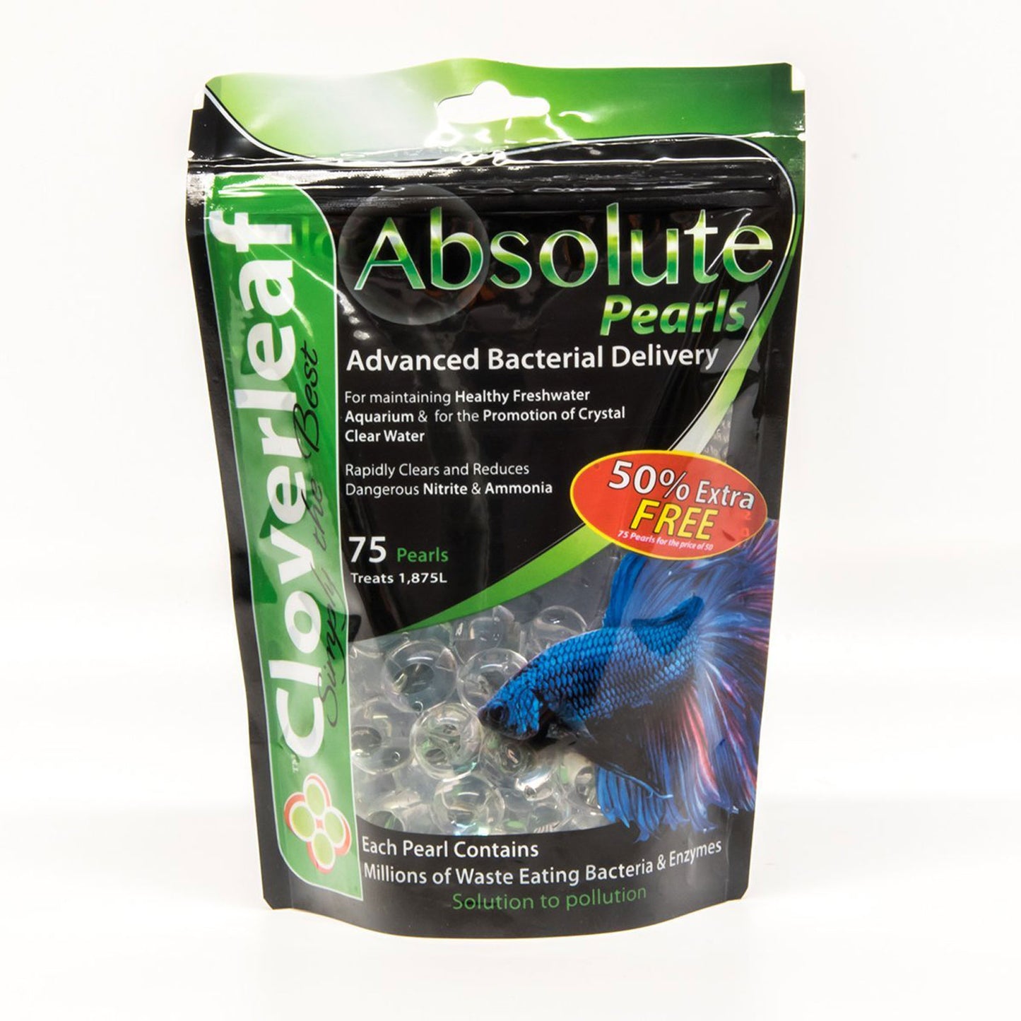 Cloverleaf Absolute Pearls Aquarium Treatment 50 Pearls + 50% FREE (75 Pearls)
